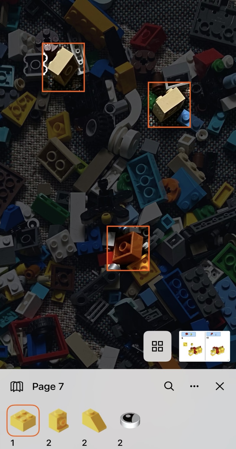 Brick finder highlighting pieces in your pile