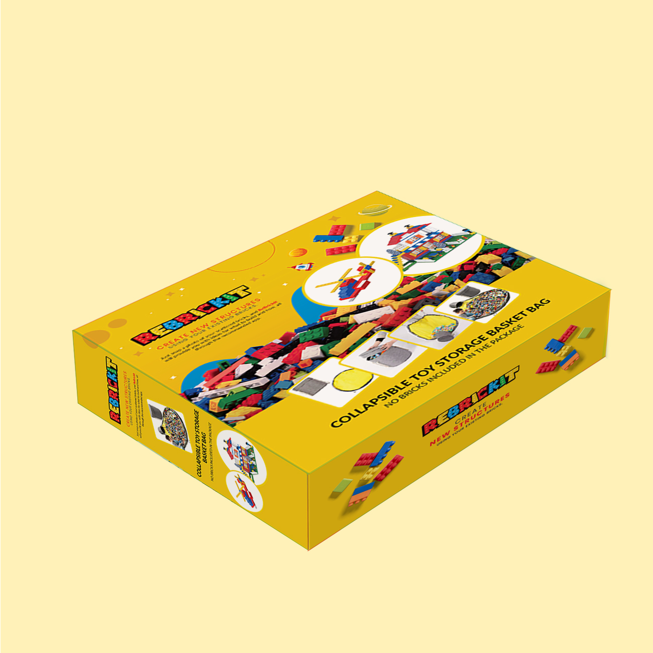ReBrickIt packaging — collapsible toy storage basket bag